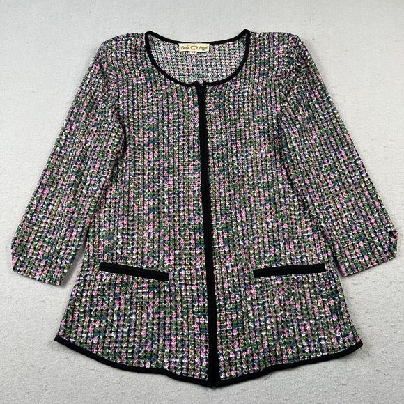 Paola Poggi Italy Knit Jacket Women’s 34 Multicolor Long Sleeve Round Neck - Picture 8 of 16